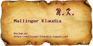 Mallinger Klaudia névjegykártya